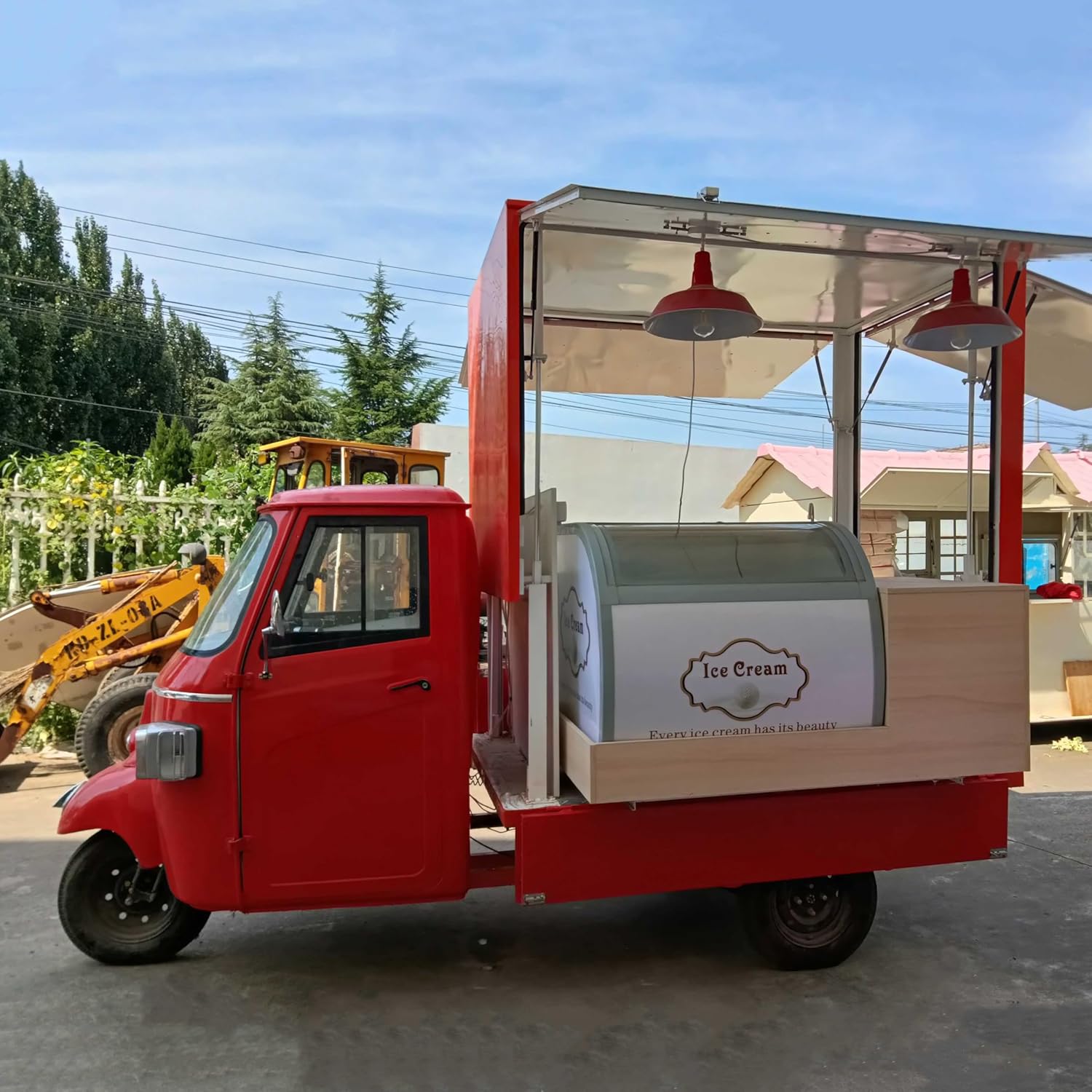 COGSUN 12FT APE Food Trailer with Lift-Up Feature, Commercial Electric Food Truck Cart for Sale, Mobile Concession Food Truck with Display Refrigerator, Ideal Tow Truck & Trailer Parts