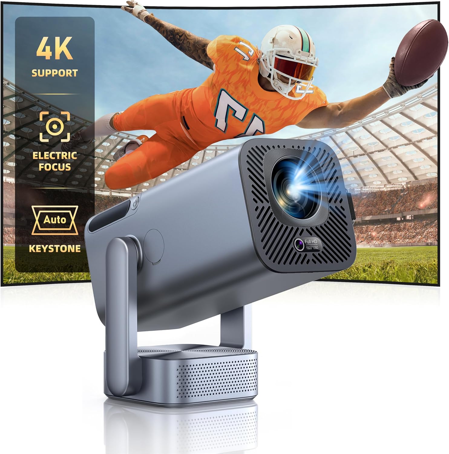 Mini Projector with WiFi and Bluetooth, [600ANSI/Electric Focus] Native 1080P 4K Portable-Outdoor-Movie Projector, 270°Adjustable Stand/Auto Keystone, TOPTRO Smart Proyector for Phone/TV Stick