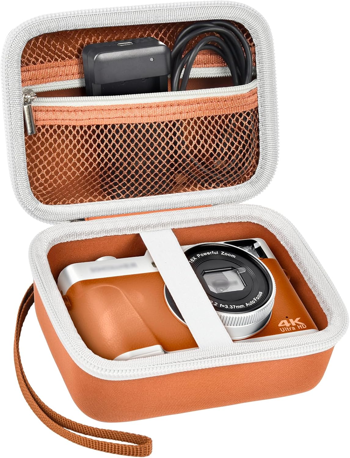 Hard Case Compatible with Sony ZV-1/ ZV-1F/ ZV-1 II Digital Camera，Portable Camera Storage Cover for ToAuite for Lecnippy for Bifevsr for Lecran 4K 5K Digital Camera-Brown Bag+Grey Zipper(Box Only)