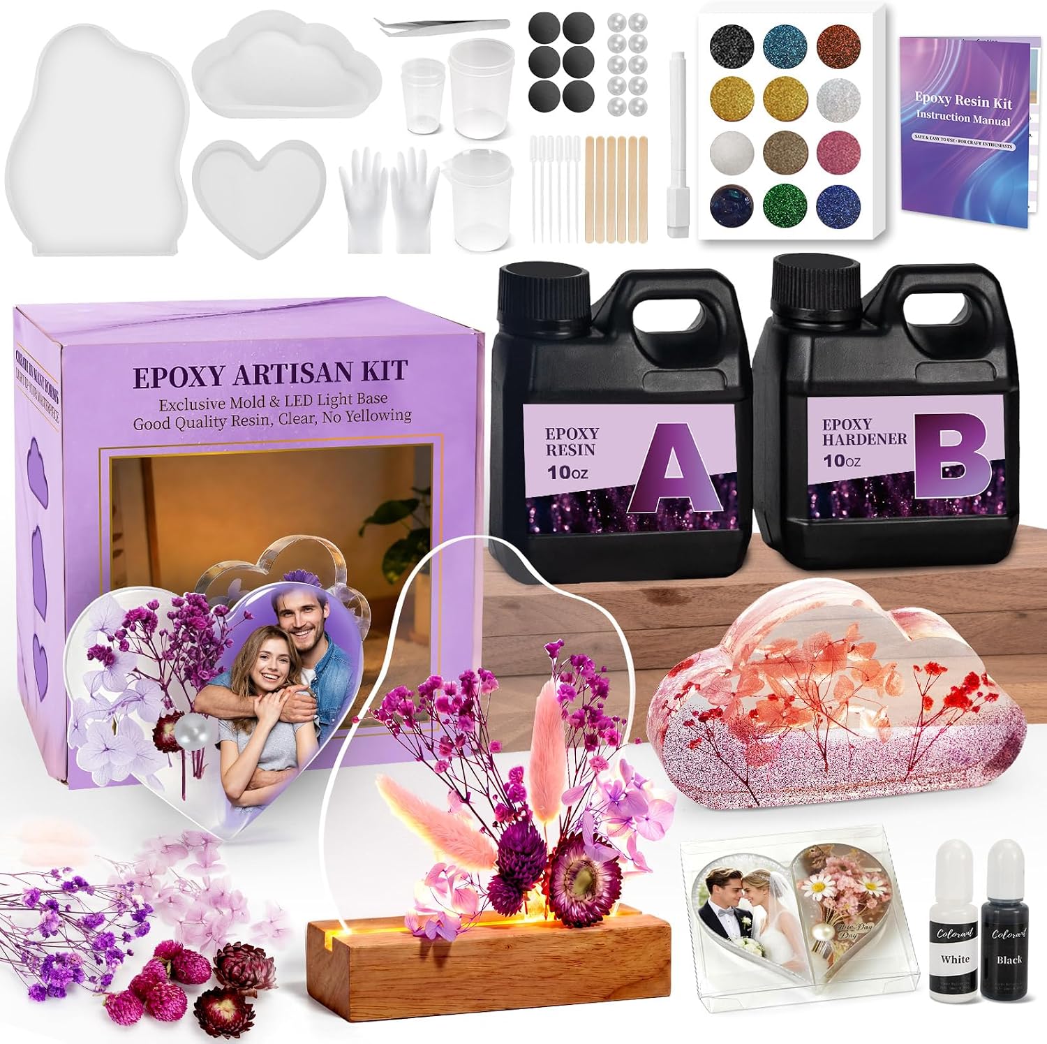 Epoxy Resin Kits for Beginners with Light, DIY Crafts for Adults Women