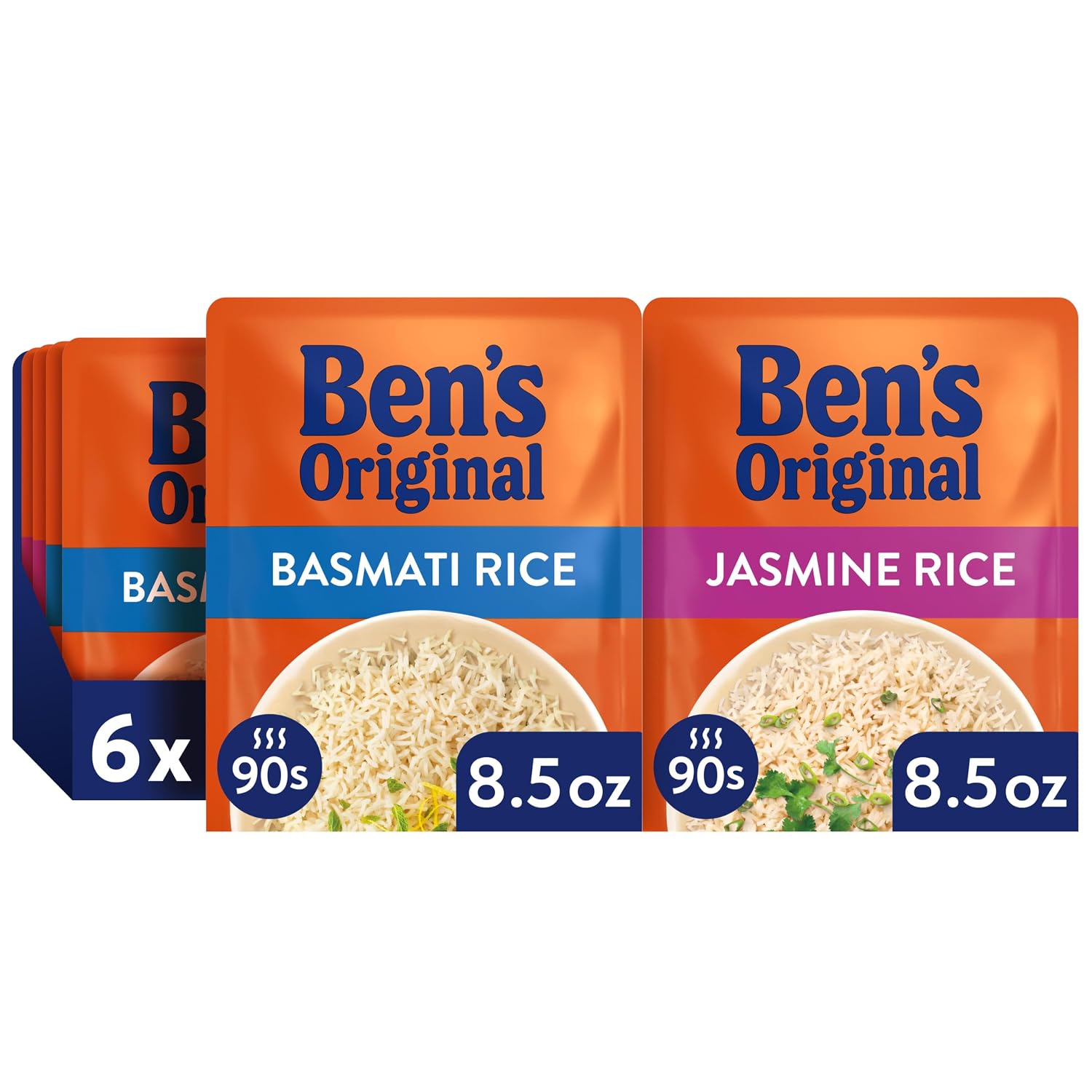 BEN'S ORIGINAL Ready Rice Basmati and Jasmine Rice Variety Pack, Easy Dinner Sides, 8.5 OZ Pouch (Pack of 6)