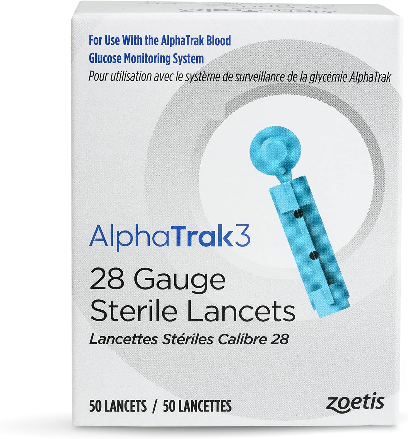 AlphaTrak 3 28 Gauge Sterile Lancets for AlphaTrak 3 Blood Glucose Monitoring System 50 Count