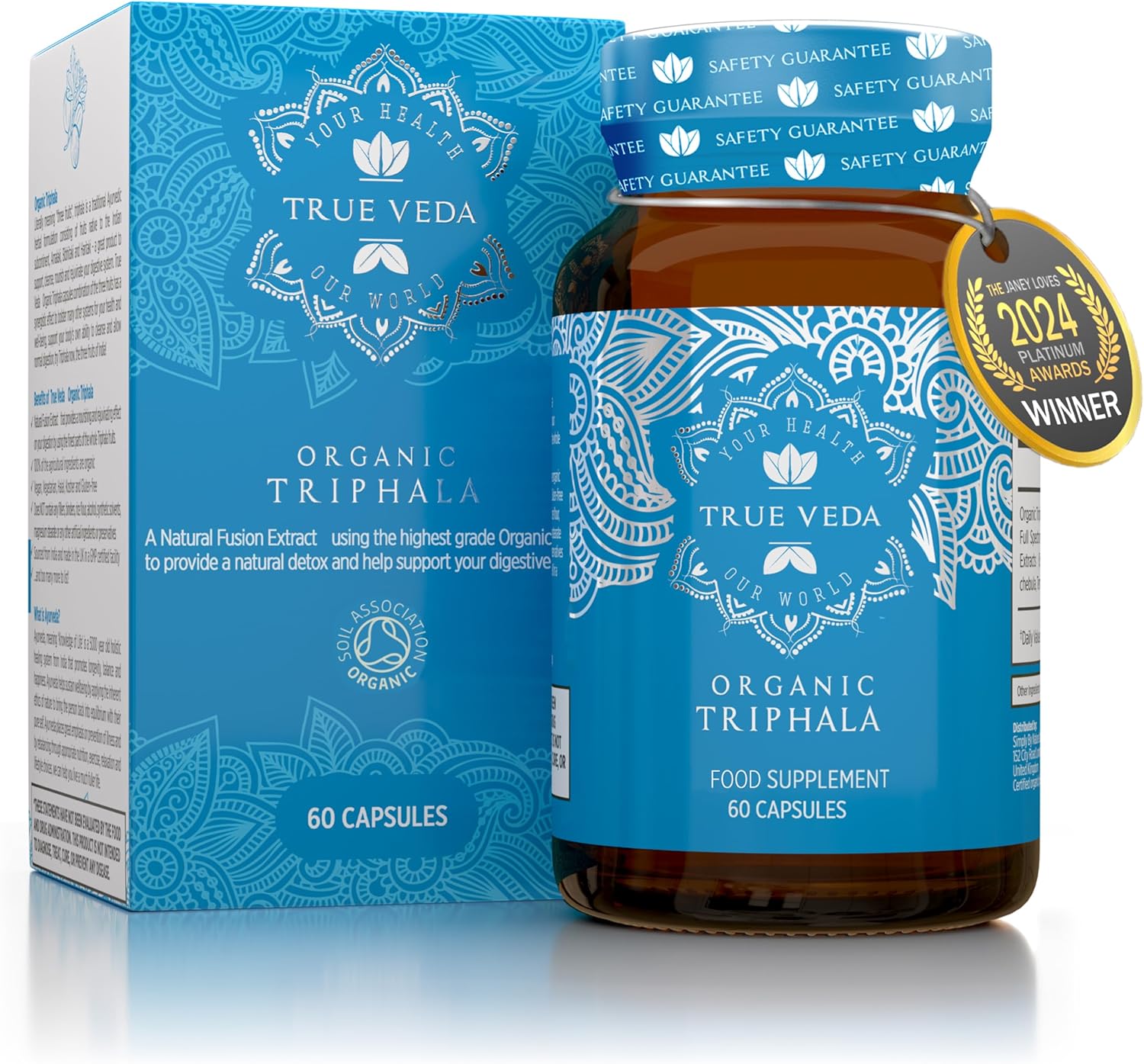 Organic Triphala Capsules - Certified Organic by Soil Association | Potency Due to Natural Fusion Extract | 100% Natural Supplement | Vegan & Vegetarian Friendly | Ayurveda | 60 Tablets | Made in UK