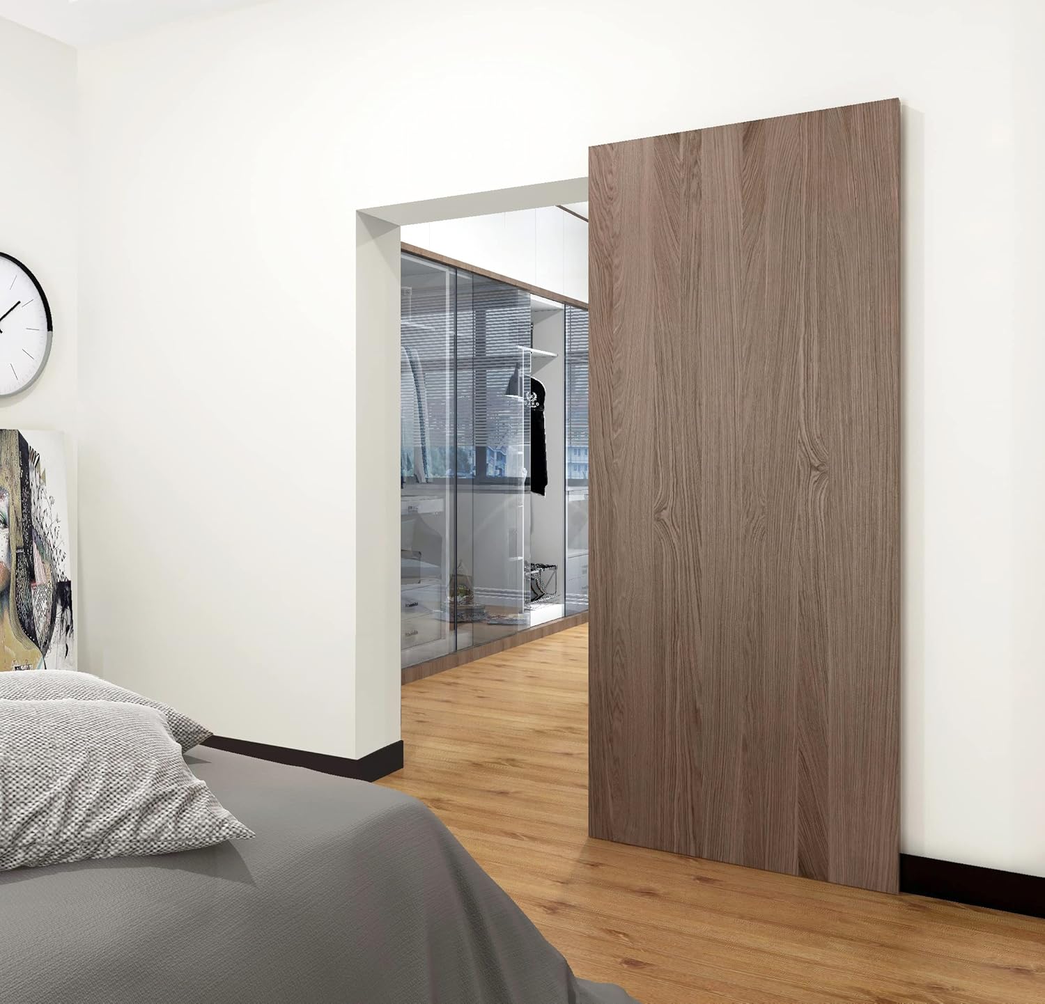 DIYHD 48" Concealed Sliding Barn Door Hardware with Soft Close Mechanism,No Floor Track,Fit Openning Width 40"~44"