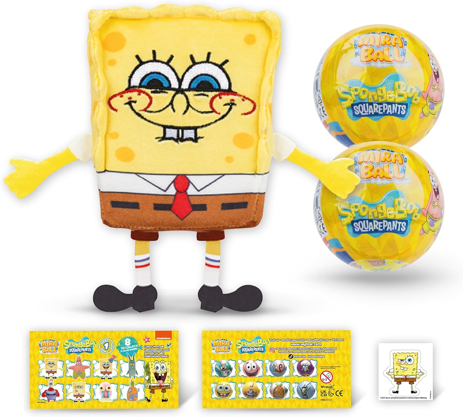 Spongebob Plush Mystery Ball with Stickers & Fidget Toys - Plushies Blind Box Cute Figures, Stuffed Animal Collectible Toys, Gifts, Prizes for Kids, Ages 3+ (4-Pack)