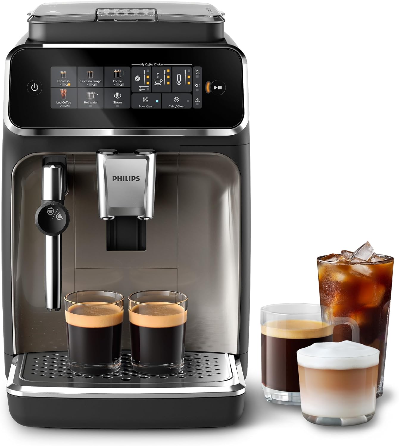PHILIPS 3300 Series Bean to Cup Coffee Machine, 5 Hot/Iced Drinks One Touch