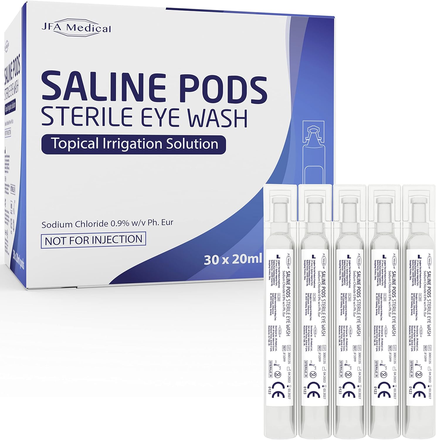 Sterile Saline Solution Eye Wash and Wound Pods 20ml Box of 30