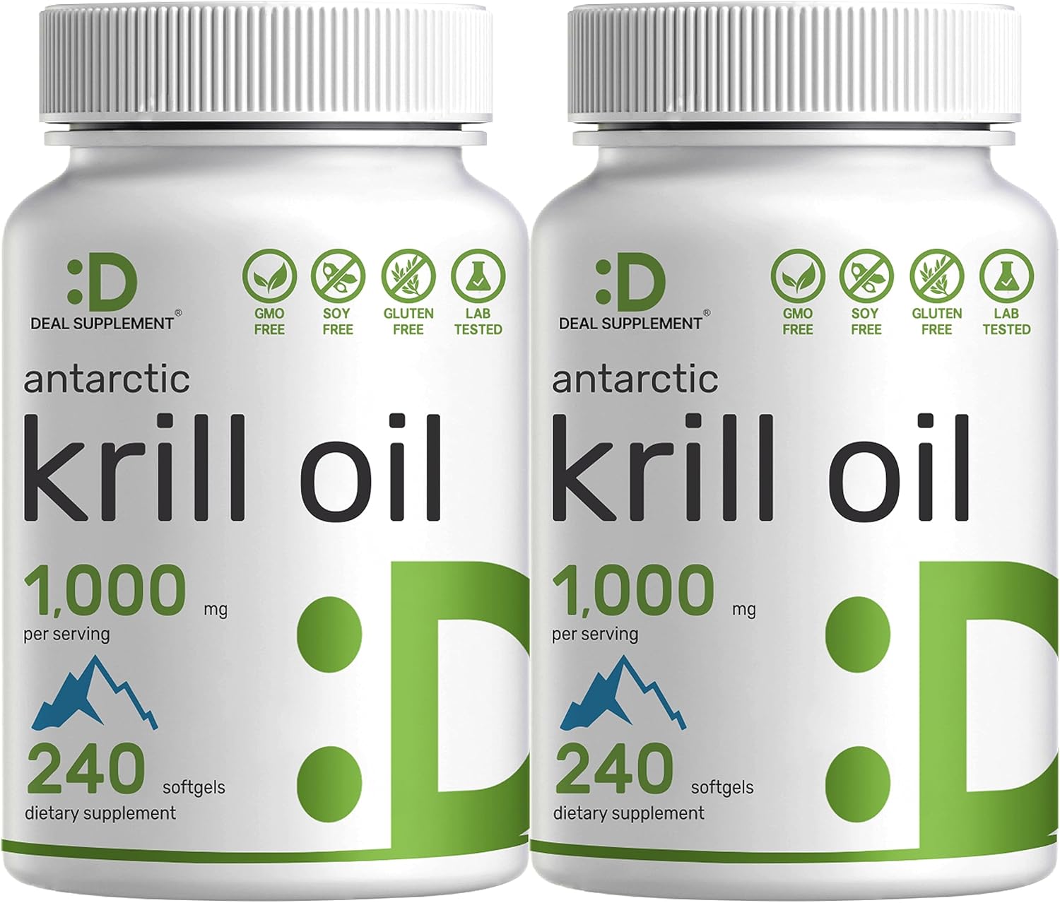 Eagle Shine Vitamins 2 Pack Antarctic Krill Oil, 1,000mg Per Serving, 480 Softgels – Mercury Free, No Fishy Taste – Rich in Omega-3s, EPA, DHA, Astaxanthin, & Phospholipids – Non-GMO, No Gluten