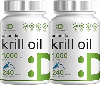 Eagle Shine Vitamins 2 Pack Antarctic Krill Oil, 1,000mg Per Serving, 480 Softgels – Mercury Free, No Fishy Taste – Rich in Omega-3s, EPA, DHA, Astaxanthin, & Phospholipids – Non-GMO, No Gluten
