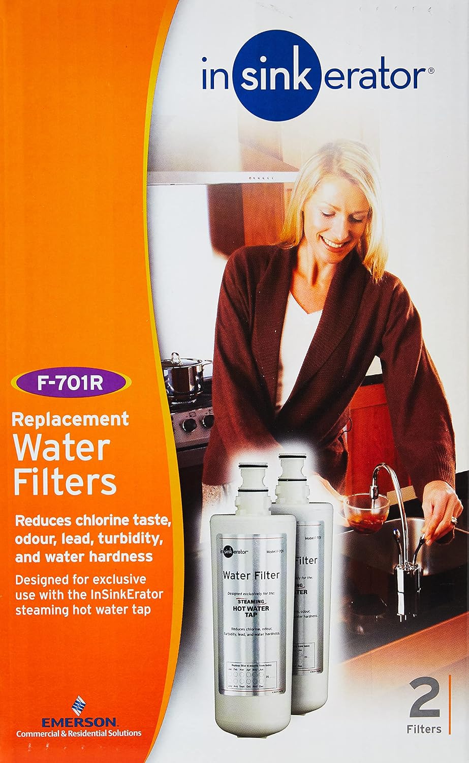 InSinkErator F-701R Under Sink Water Filter, Tap Water Purifier for Clean Drinking Water, Exclusively for Hot Water Tap, 454 Litre Capacity, 2 Pack