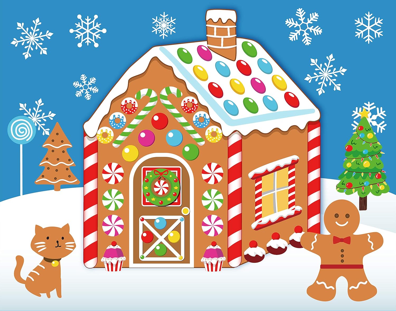 Make-a-Gingerbread House Stickers for Kids - Christmas Party Game/Craft/Activity/Favor/Supplies - 13 Finished Products