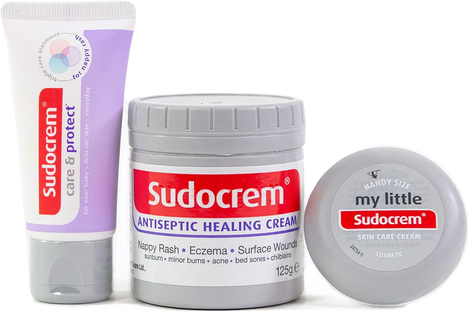 Sudocrem Nappy Rash Cream Kit, Includes Care & Protect 30g, Antiseptic Healing Cream 125g, My Little Sudocrem 22g, Nappy Rash Treatment