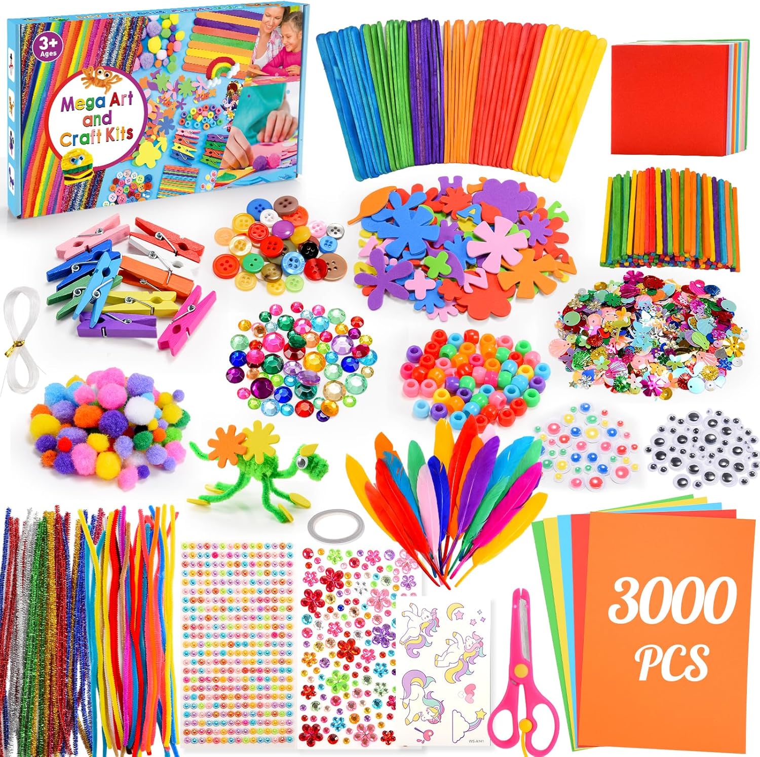 Gralal Girls Craft Kits for Kids Ages 3-10, Ultimate DIY Toy Kit with 3000+ Accessories (Stickers, Beads, Gems), Creative DIY Gift for Girls