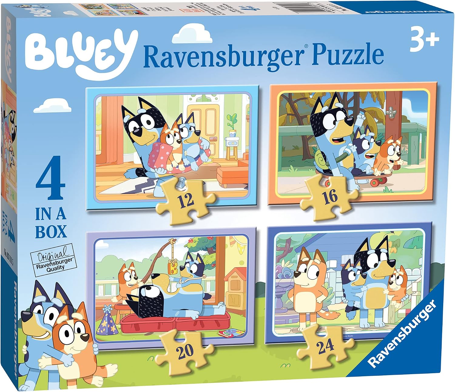 Ravensburger Bluey 4 in Box Jigsaw Puzzles for Kids Age 3 Years Up - 12, 16, 20 & 24 Pieces