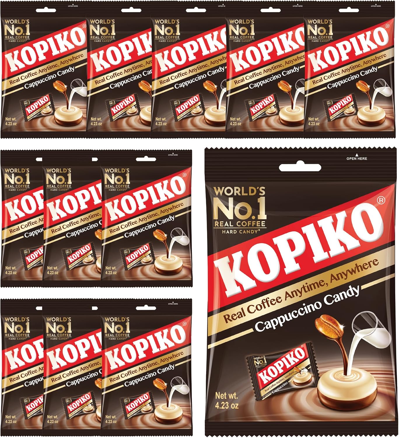 Kopiko Cappuccino Candy 100g x 12 Pack – Instant Coffee Flavoured Hard Sweets