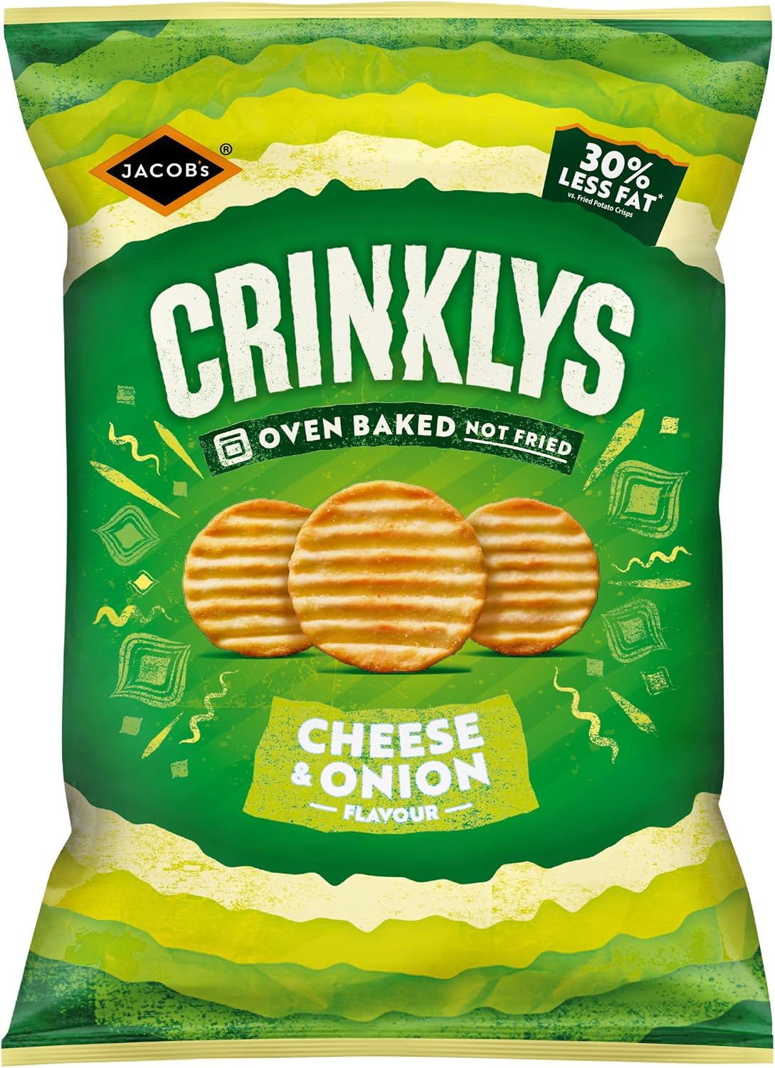 JACOB'S Crinklys Cheese & Onion Baked Snacks Share Bag, 150g