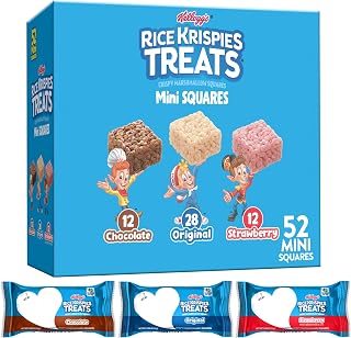Rice Krispies Treats Mini Crispy Marshmallow Squares, Kids Snacks, Lunch Snacks, Variety Pack, 20.1oz Box (52 Bars)