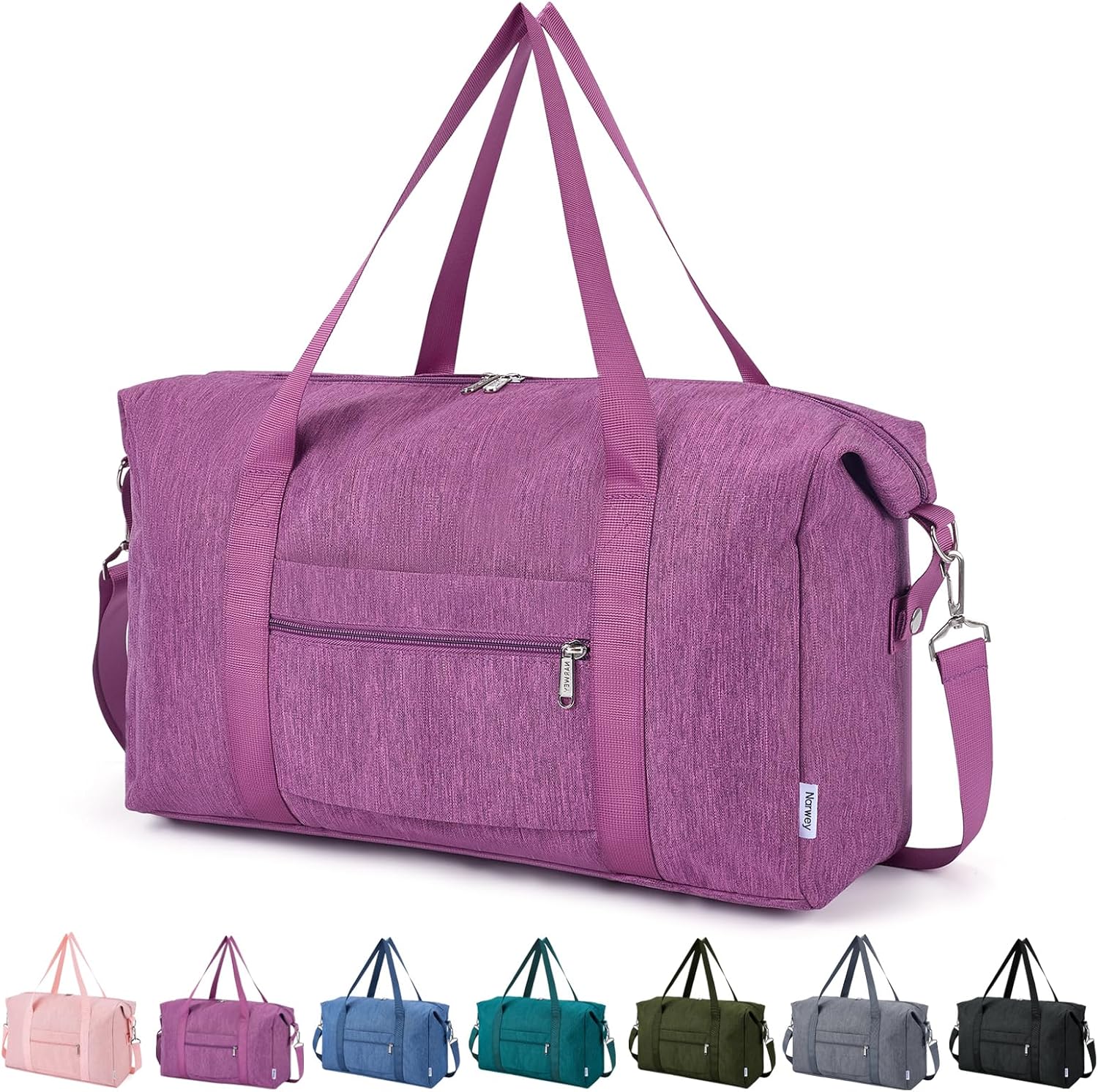 Narwey for Easyjet Cabin Bag 45x36x20 New Easyjet Underseat Bag Foldable Hospital Bag Travel Duffel Carry on Luggage Weekend Overnight Holdall Bags for Women and Men 25L (Dark Purple)