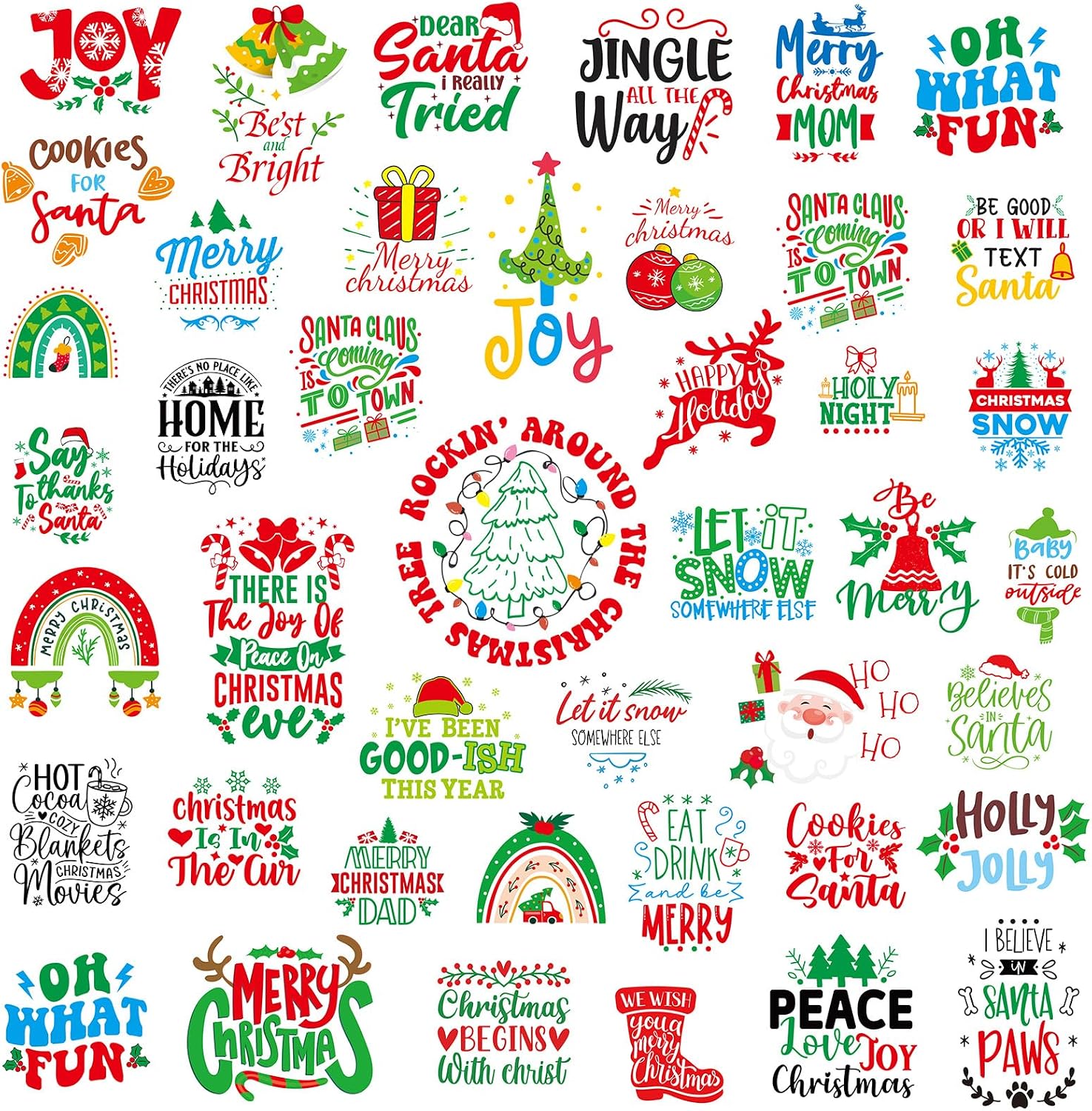 FindFunFine Vinyl Christmas Stickers for Crafts 350 Stickers Christmas Stickers Christmas Bless Saying Stickers for Water Bottle Scrapbooking Merry Christmas Xmas Gifts Decals Inspirational Stickers