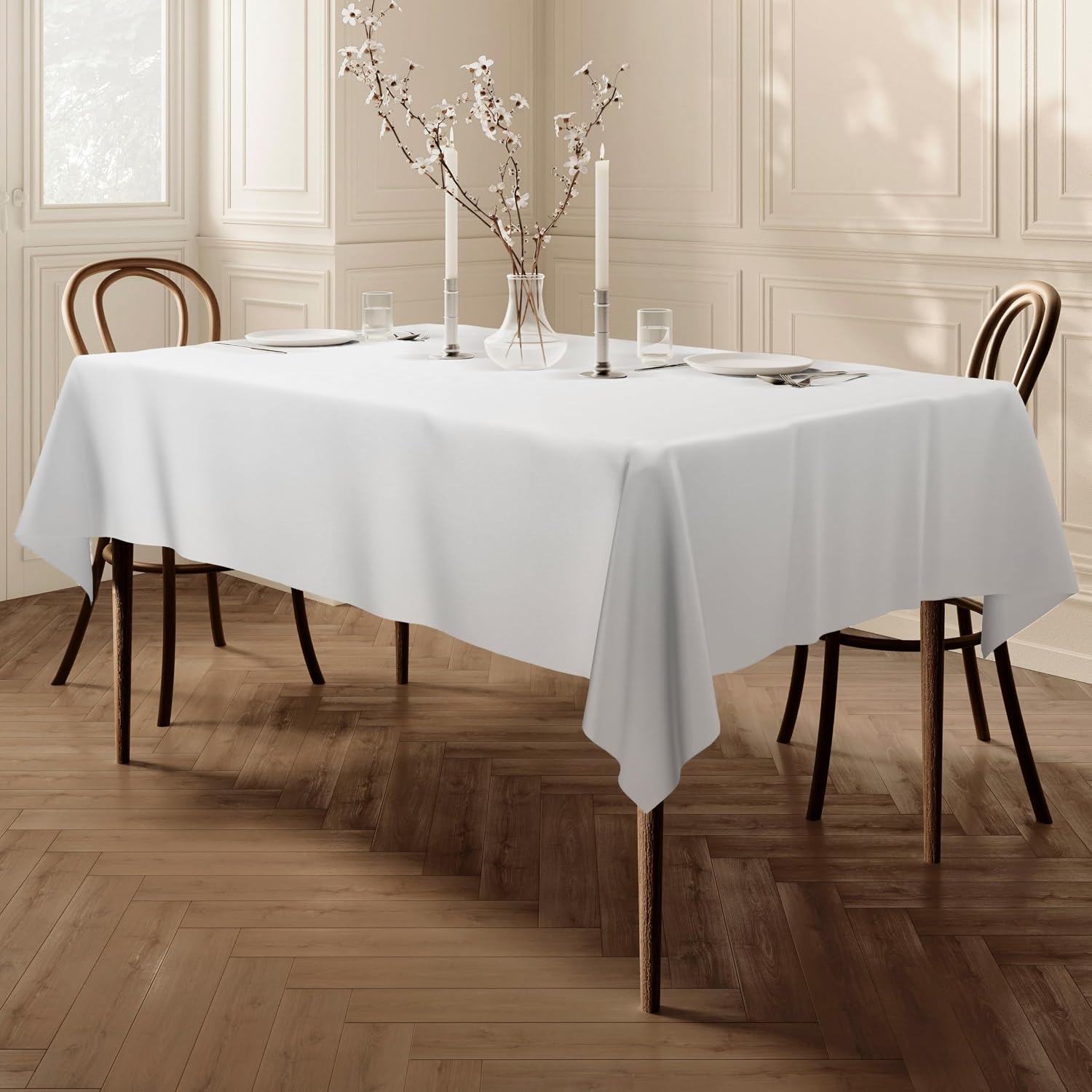 Extra Large Rectangular Fabric Tablecloth 140x240cm 55"x94" White