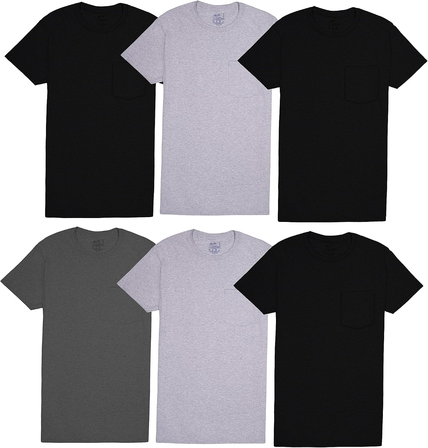 Fruit of the Loom Men's Tee Undershirts, Moisture Wicking & Tag Free, Short Sleeve Pocket T-Shirts