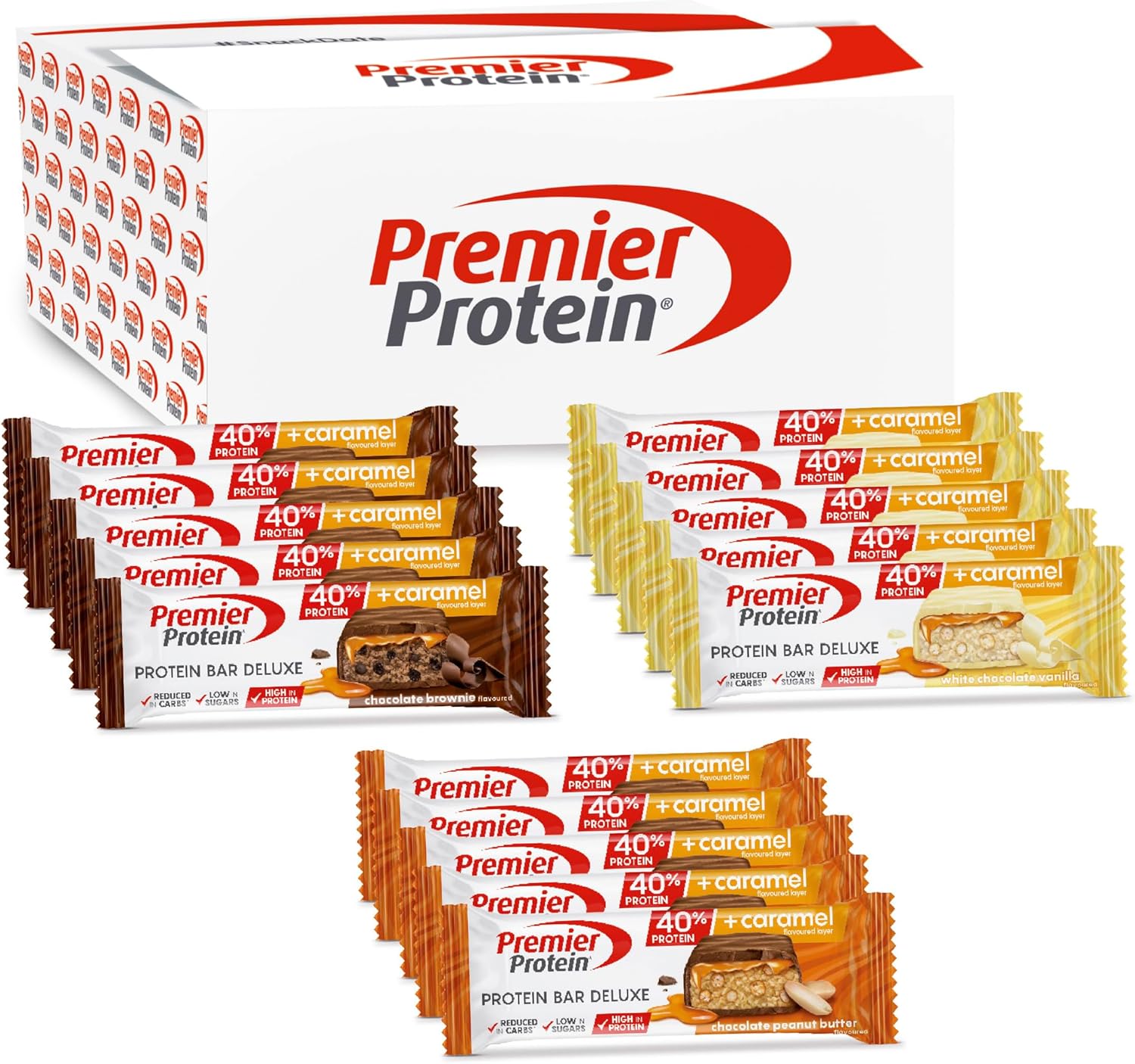 Premier Protein - Protein Bar Deluxe 40% - Multiflavourbox - 15x50g