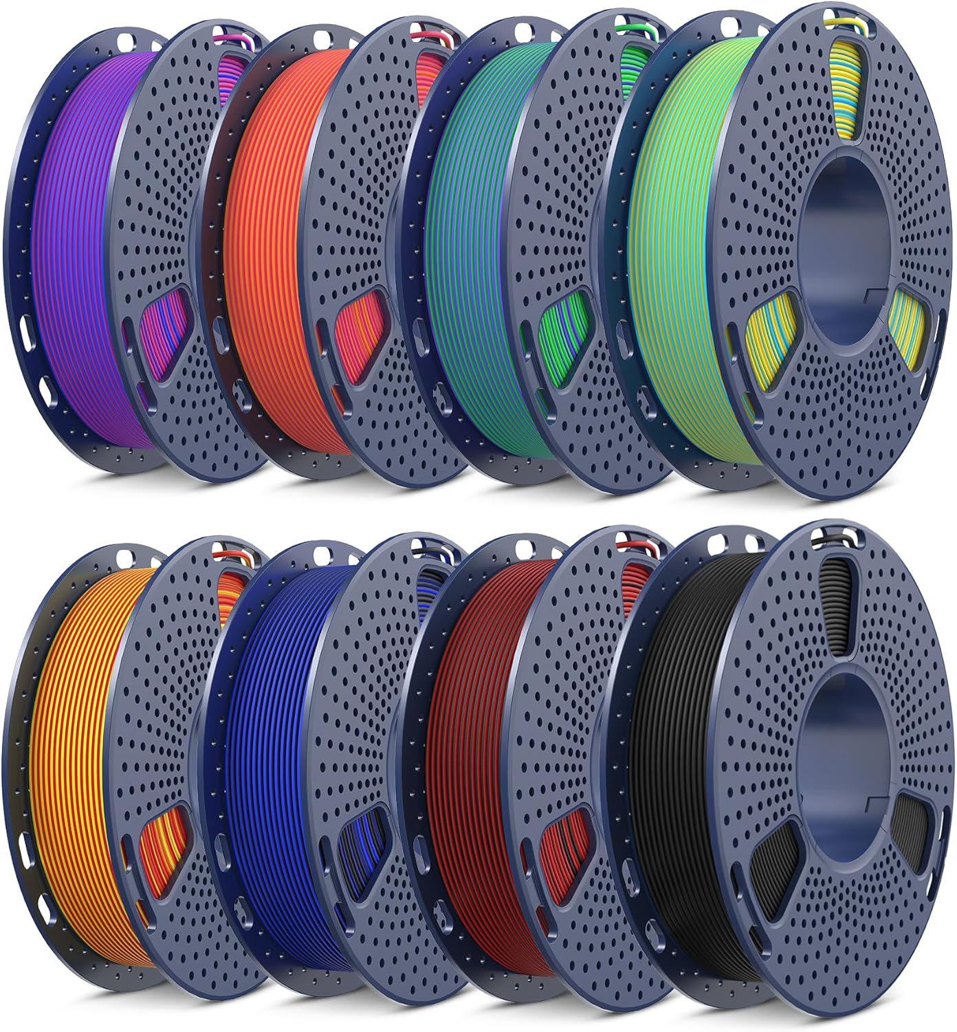 SUNLU Dual Color PLA 3D Printer Filament Bundle, 1.75 mm Color Changing PLA Bundle, Matte Finish, 8 Spools 250g Each, mini Spool 8 Packs