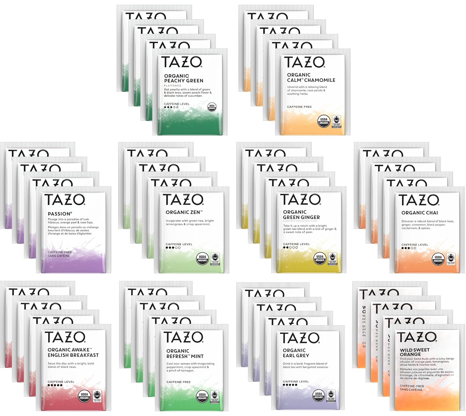 Tazo Tea Bags Sampler 40 Count Variety Gift Box, 10 Different Flavors