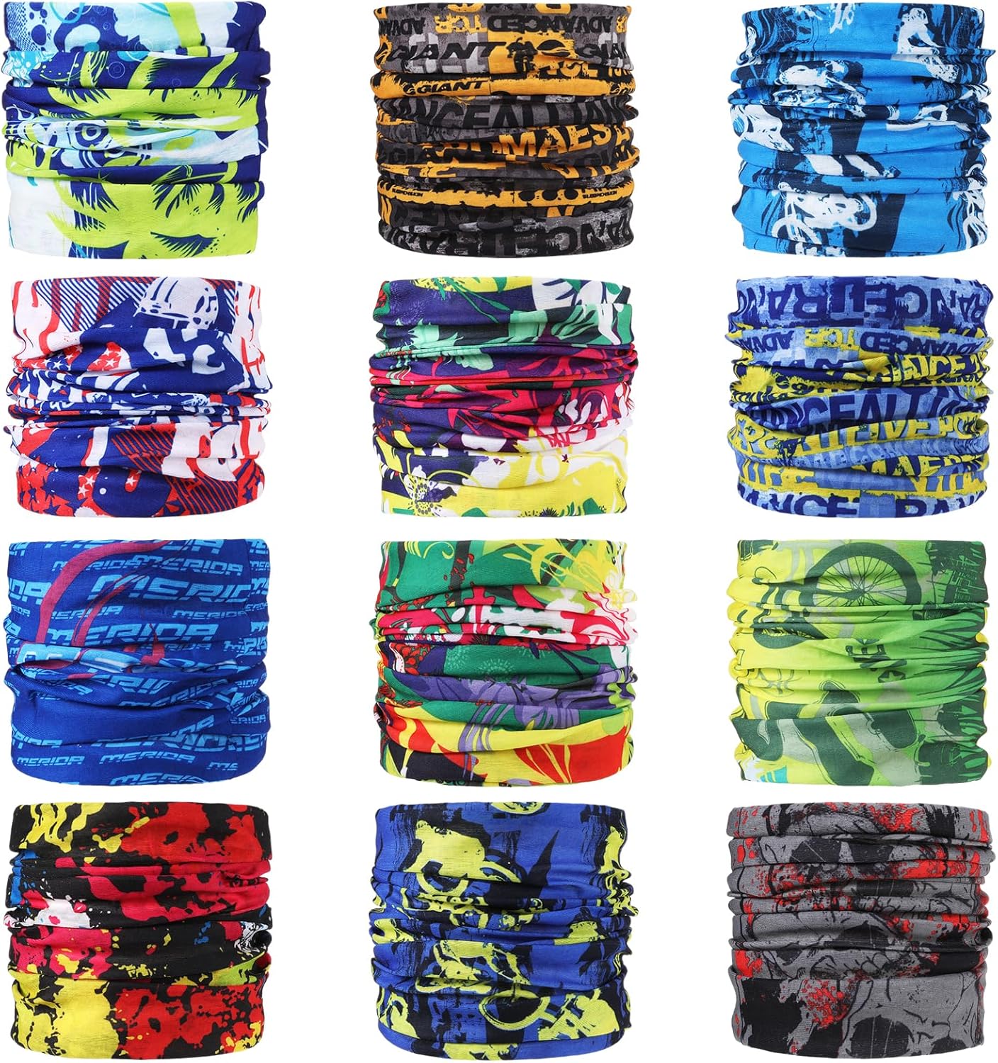 12PCS Outdoor Multifunctional Sports Magic Seamless Scarf, Magic Head Scarf, Elastic Headband Bandana, Uv Resistance Sport Headwear for Riding Motorcycling Hiking Fishing Yoga