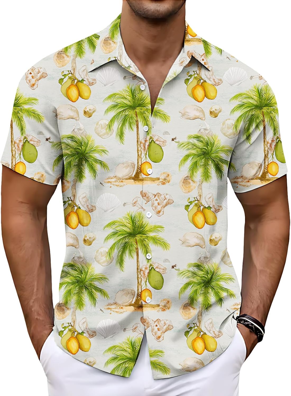 Hawaii Shirt for Men Summer Casual Beach T-Shirt Tropical Graphic Short Sleeve Tops Mens Fashion Button Down Tees