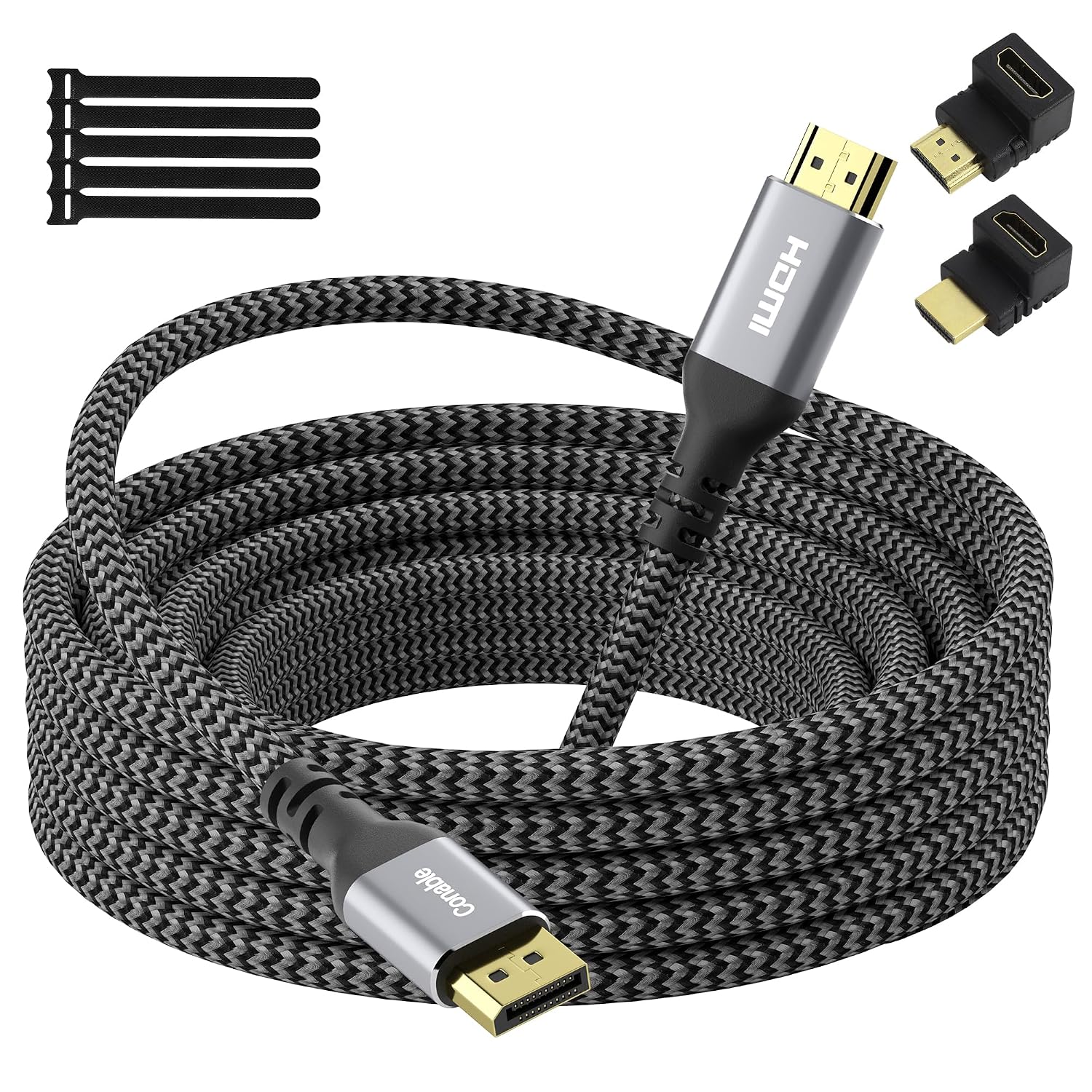 4K DisplayPort to HDMI Cable 15FT, 4K@60Hz HDR, High Speed Active Display Port to HDMI Cable UHD Converter, Uni-Directional, 4K@60Hz 2K@120Hz 1080P for HDTV, Monitor, Projector, Dell, NVIDIA, AMD, HP