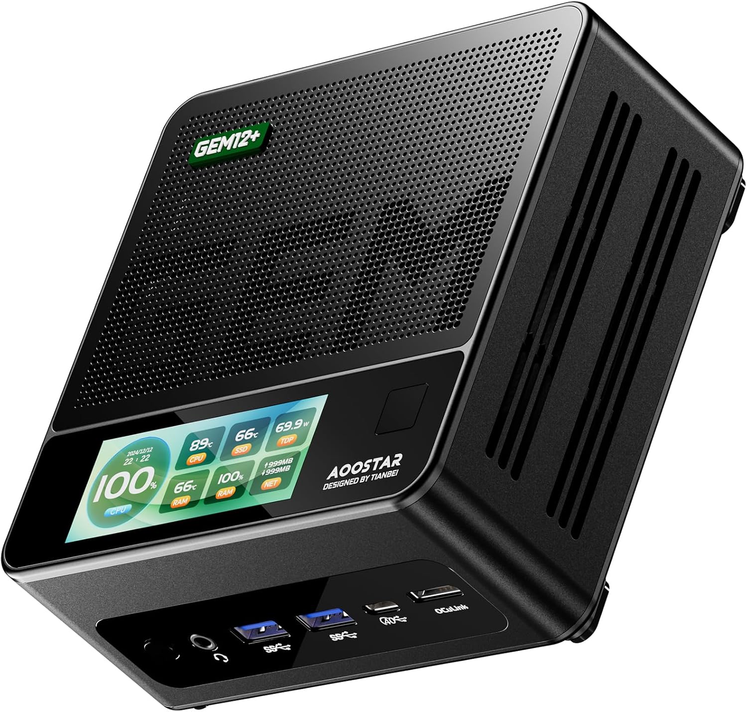 GEM12 + PRO AMD R7 PRO 8845HS Mini PC, 16GB DDR5 5600Mhz RAM 512GB SSD Mini Gaming PC with OCULINK/ 2*USB4/HD2.1/1 xDP 1.4, 2X 2.5G LAN,2*M.2 Slots,DIY Display+Fingerprint Recognition