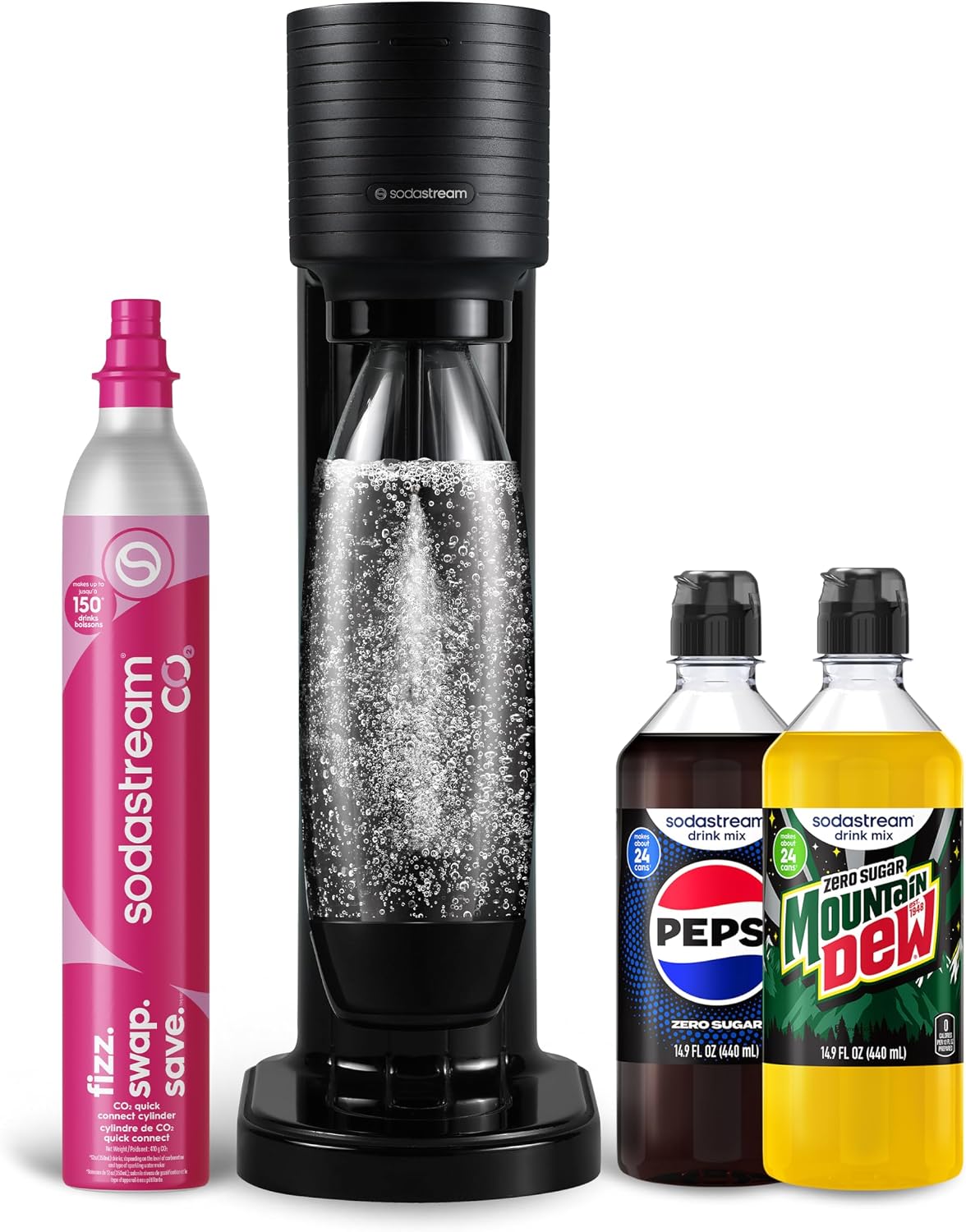 SodaStream Gaia Sparkling Water Maker Bundle, Black