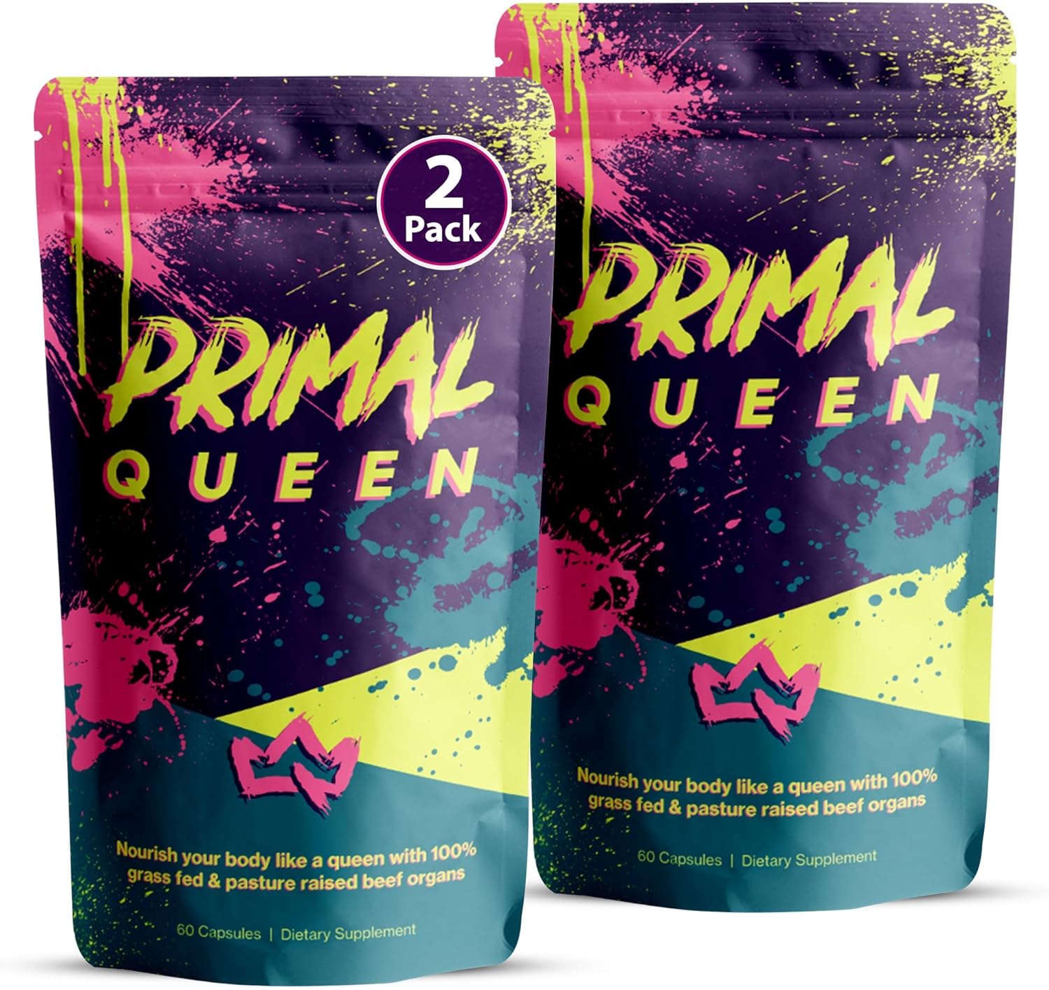 Female-Optimized Beef Organ Superfood Supplement – Grass-Fed, Pasture-Raised Beef Liver, Kidney, Heart, & More – Hormone Balance & Energy for Women – Pack of 2