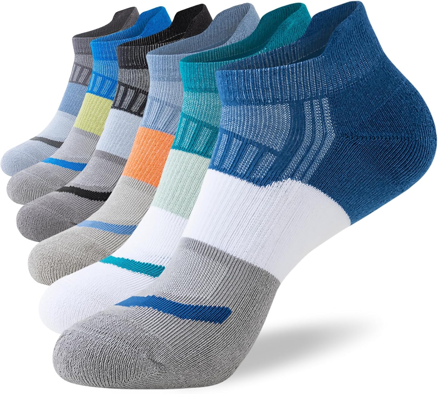 Cirorld Trainer Socks for Men, 6 Pairs Full Cushioned Ankle Running Socks, Low Cut Breathable Comfortable Cotton Socks, Sports Socks for Walking, Hiking, Running, Cycling