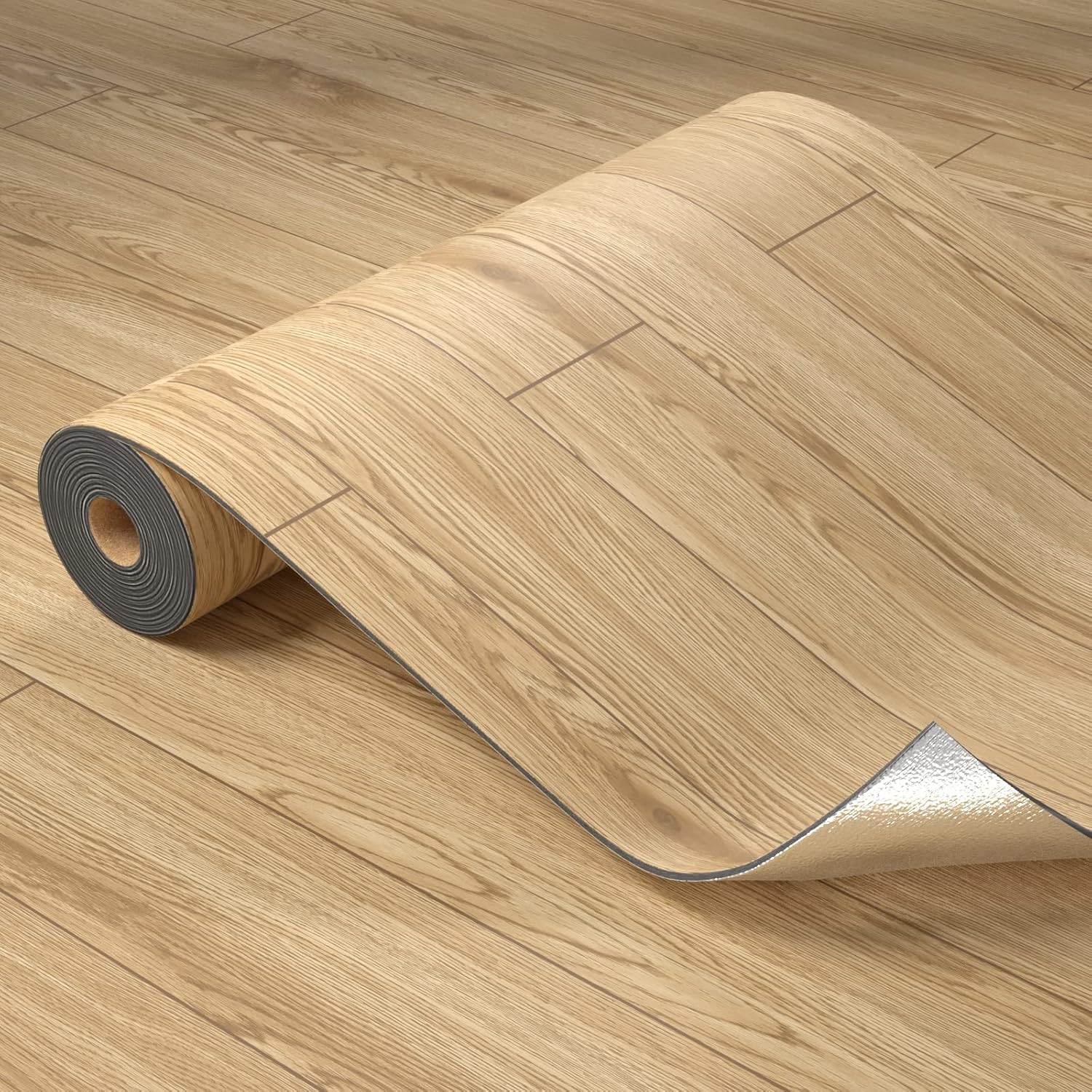 Oxdigi Peel and Stick Vinyl Flooring 2 Rolls 23"x 393"/128 Sq.Ft, Self Adhesive Vinyl Floor Tiles Wood Plank Flooring Waterproof Wear-Resistant for Any Room, Easy DIY Floor Coverings, Nature Wood