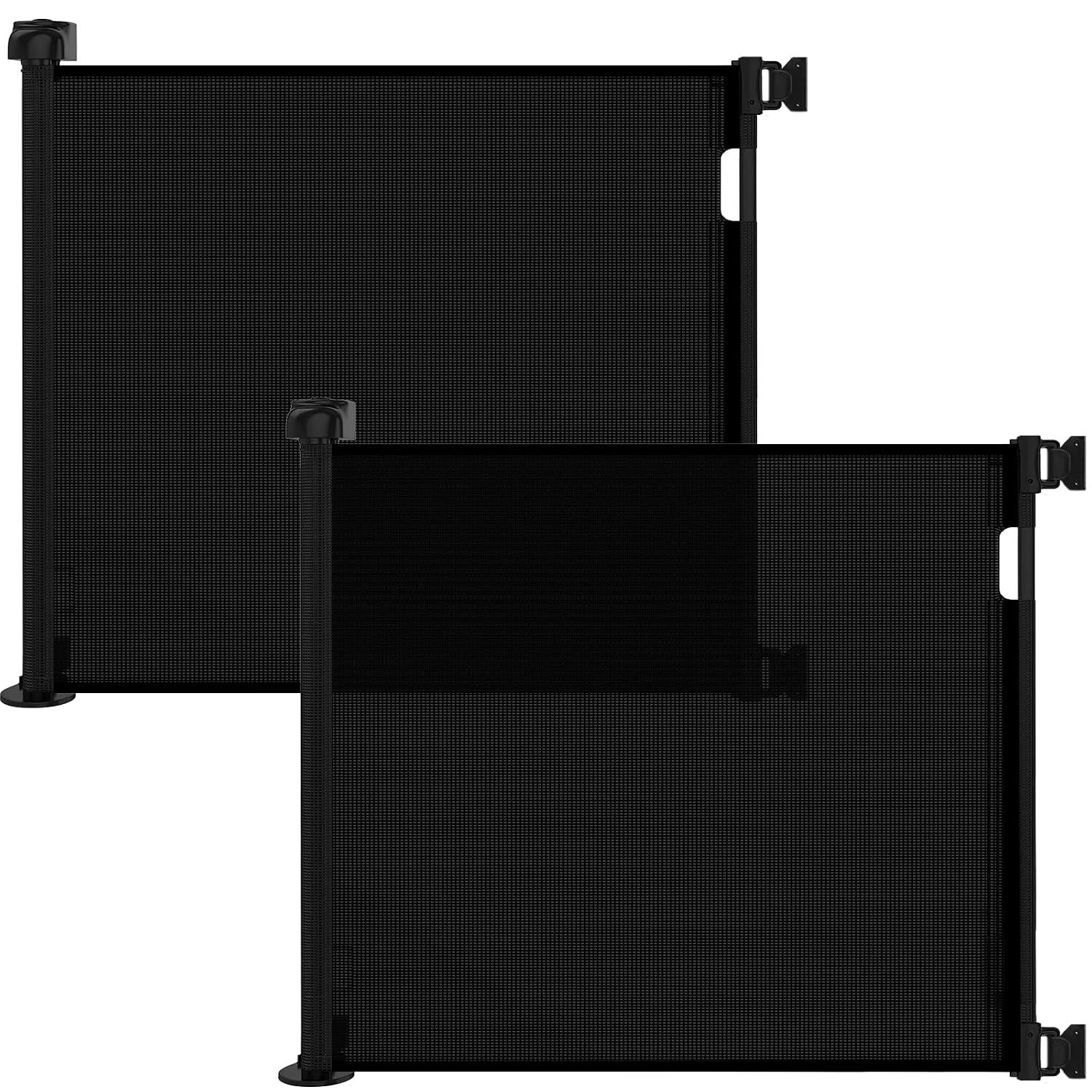 Veraste (2 Pack) Retractable Baby Gate for Doorways and Stairs, Mesh Safety Gate for Pet, Indoor & Outdoor Use, One-Hand Operation, Easy Installation, 33.6" Tall, Expands to 55" Wide(Black)