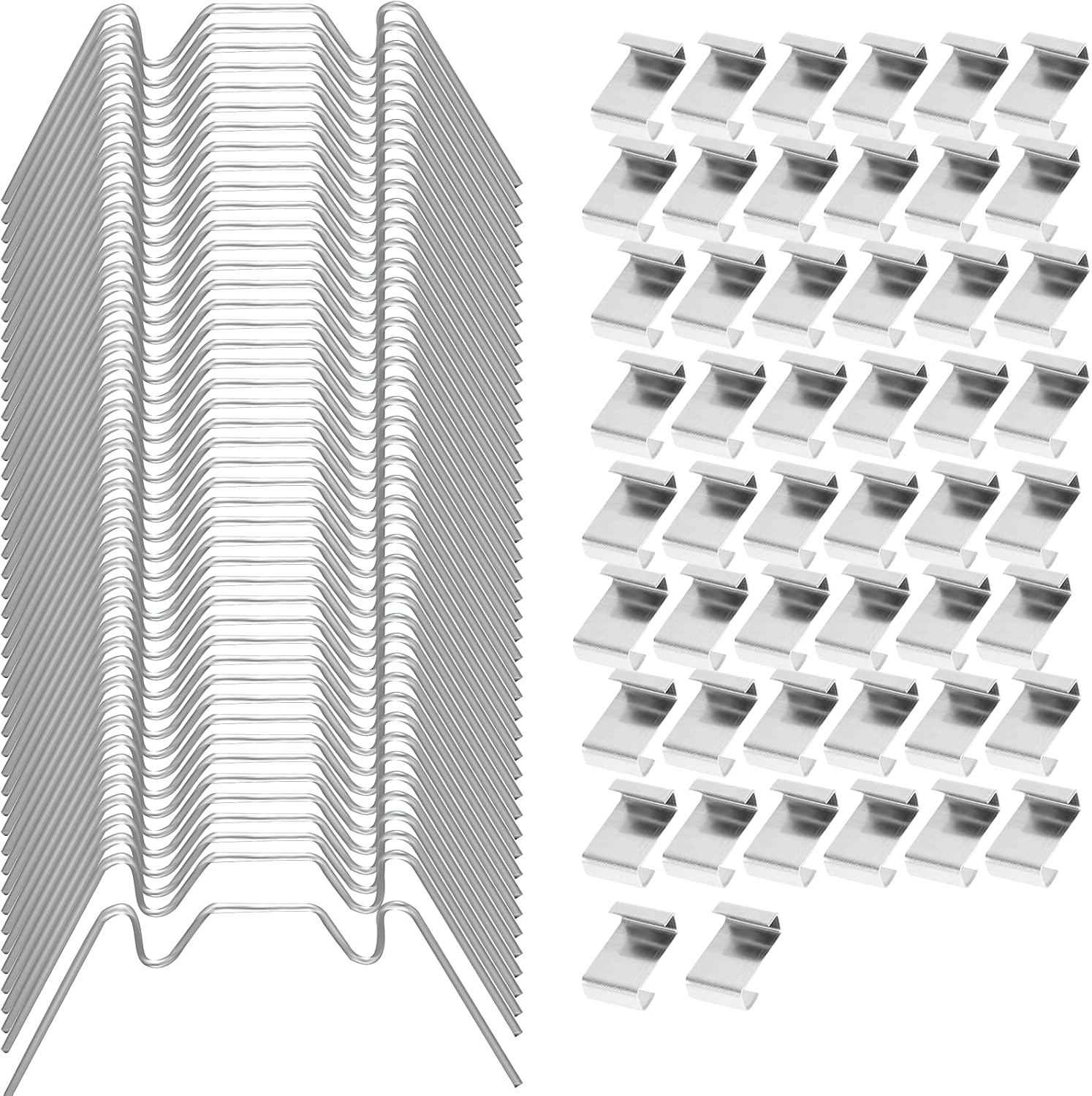 100pcs Greenhouse Clips Greenhouse Window Clips Stainless Steel Greenhouse Glass Pane Fixing Clips Greenhouse Spring Clips Halls Greenhouse Clips for Glass (50 W Glazing Clips & 50 Z Overlap Clips)