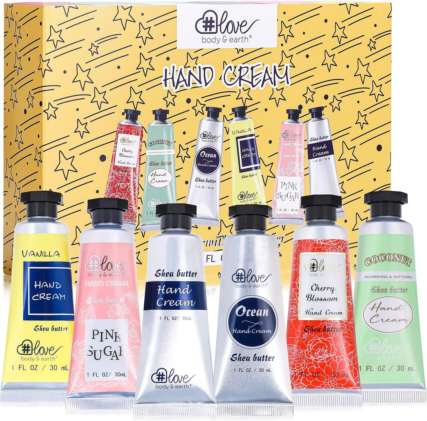 Hand Cream Set - Pack of 6 Hand Cream Gift Set Enriched with Shea Butter and Glycerin for Dry Hands, Travel Size Hand Cream, Gifts for Women, Birthday Gifts for her, Mothers Day Gifts
