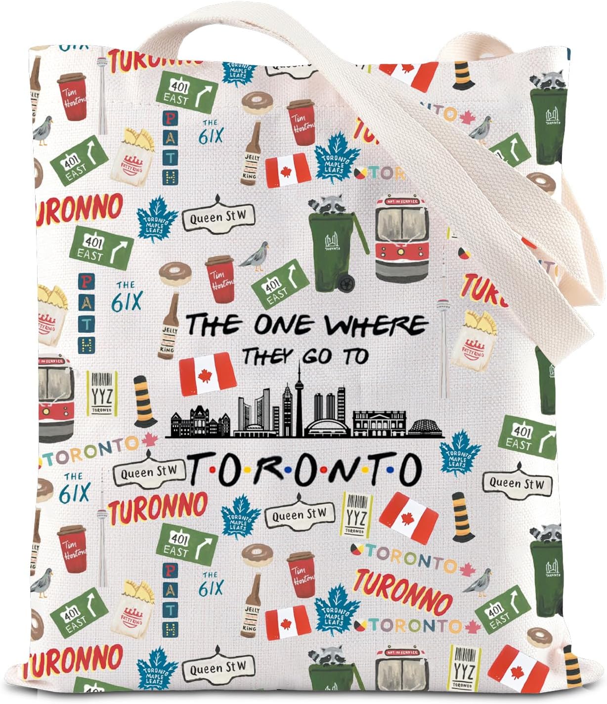 FOTAP Toronto Canada Trip Makeup Bag Toronto Souvenirs Gift Toronto Canadian Travel Bag Toronto Vocation Gifts Toronto Honeymoon Gift (Toronto tote)