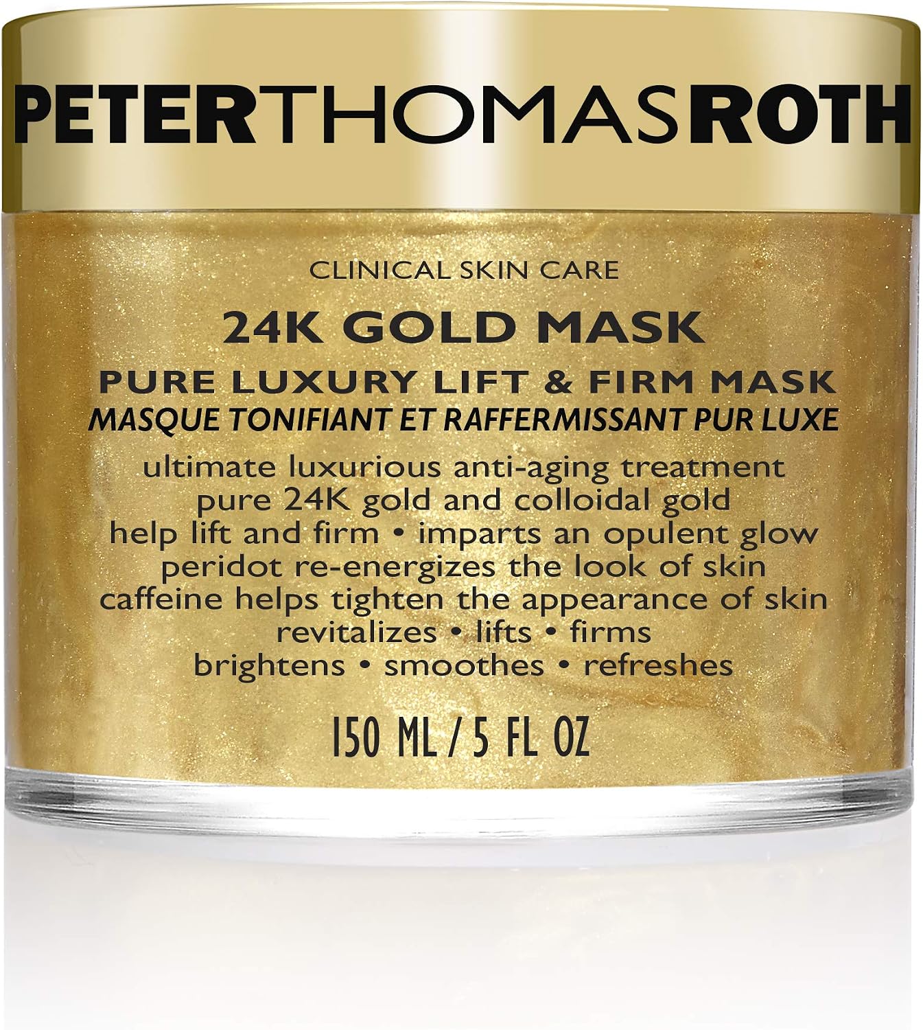 Peter Thomas Roth 24K Gold Pure Luxury Lift and Firm Mask, 5 Ounce Earplug, 2 cm, Black