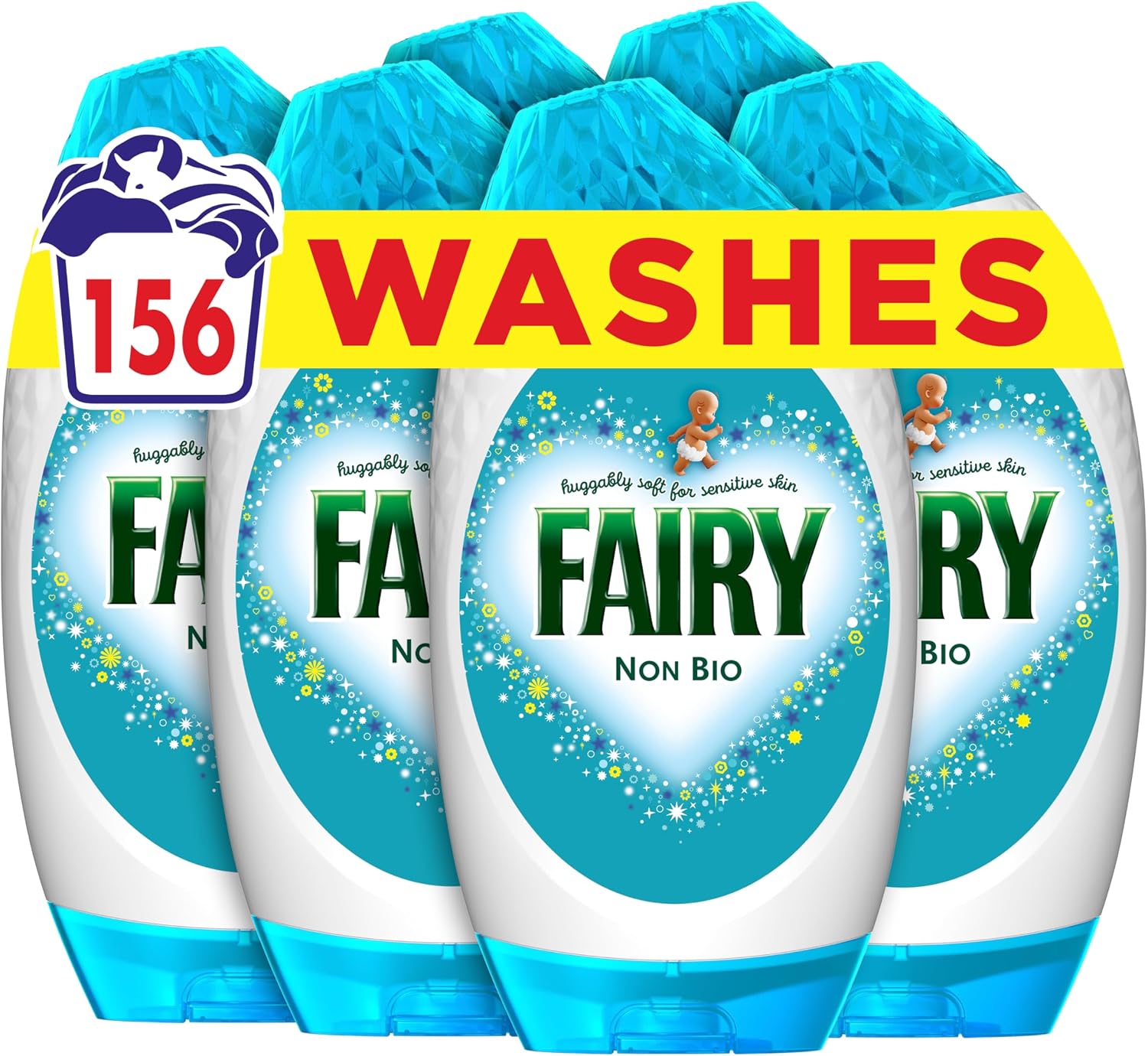 Fairy Non Bio Laundry Detergent Gel, 156 Washes (6 x 858 ml), Voted Number 1 for Sensitive Skin