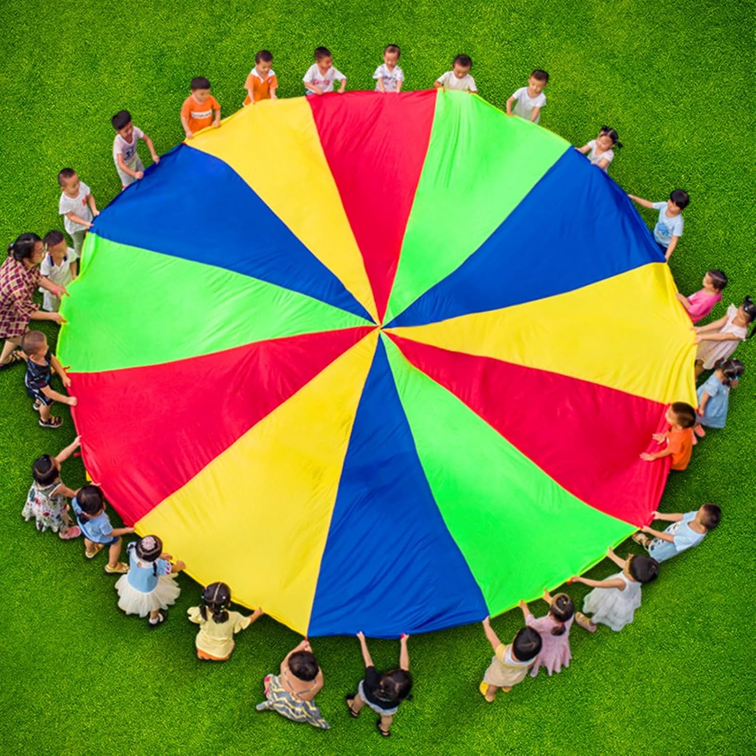 Play Parachute, 3m Rainbow Play Parachut Outdoor Teamwork Game Parachute Body Strength Training