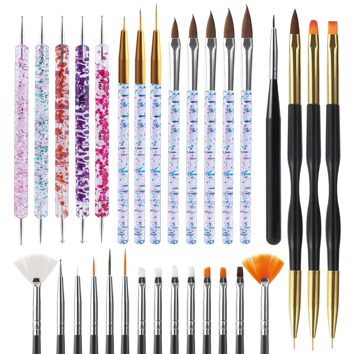 Artdone 31pcs Nail Art Brushes Tools Set Dotting Tools for Gel Polish
