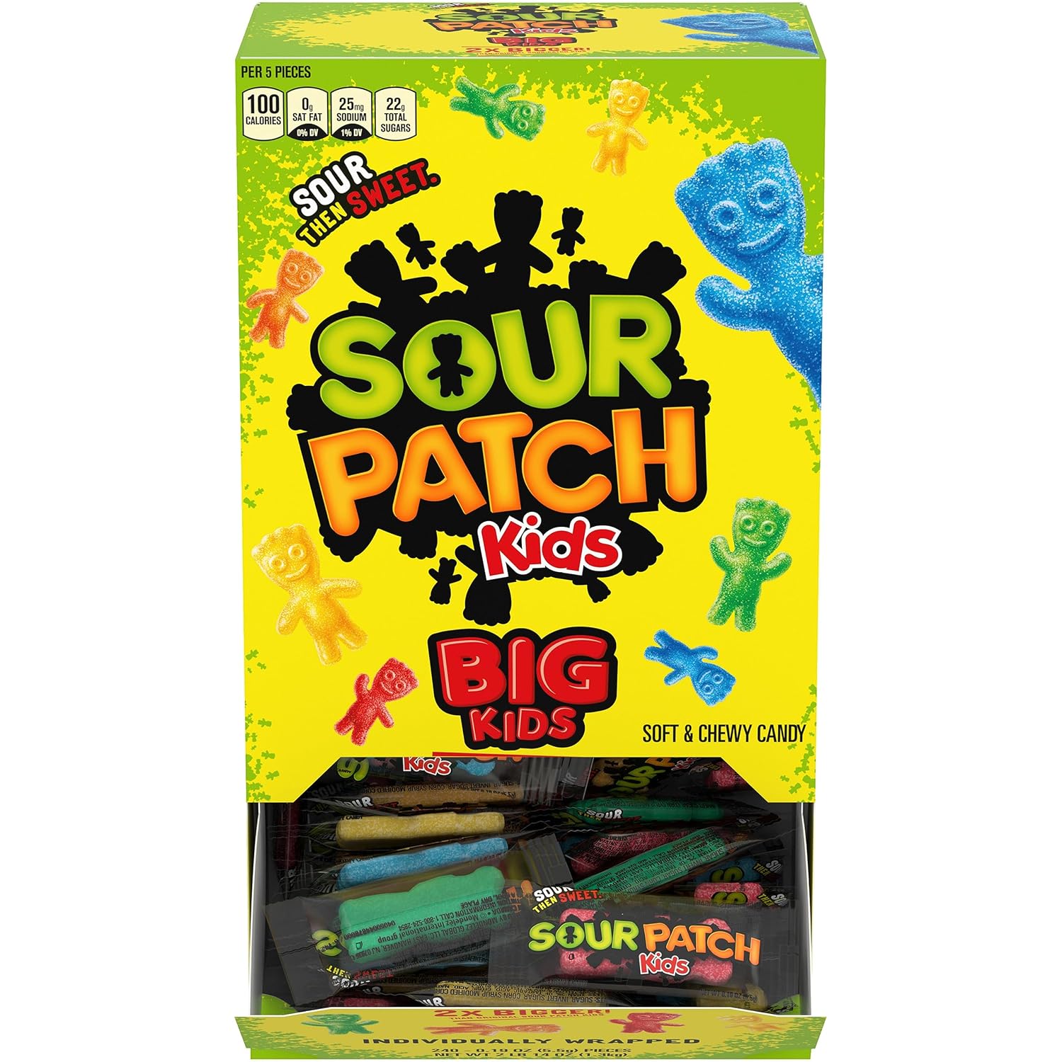 SOUR PATCH KIDS Big Individually Wrapped Soft & Chewy Candy, Bulk Candy, 240 Count Box