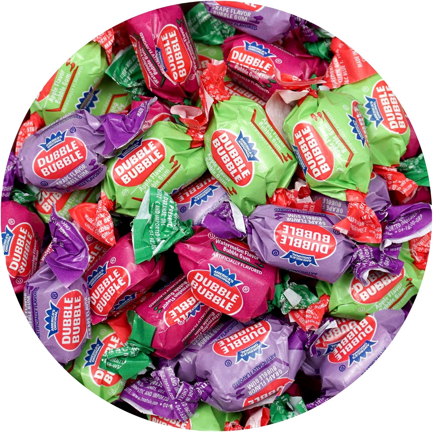 Dubble Bubble Assorted Fruit Flavored Gum - 2 Pound Bulk Bag (Approx. 140 Pieces) - Individually Wrapped Gum - The Hampton Popcorn & Candy Company (Assorted Fruit Flavored - Multi Colored)