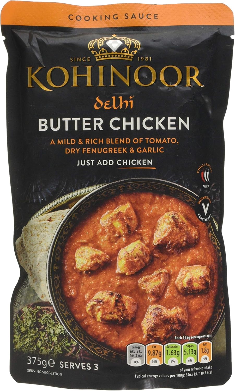 Kohinoor Delhi Butter Chicken Cooking Sauce, 375 g, Pack of 6