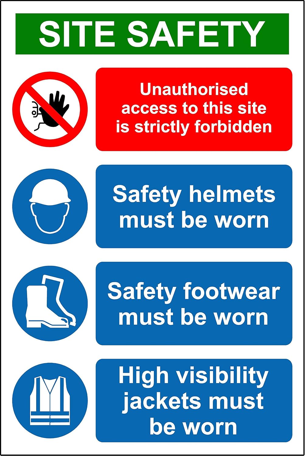 Construction/Building Site Safety Sign A4 SIZE WATERPROOF PVC