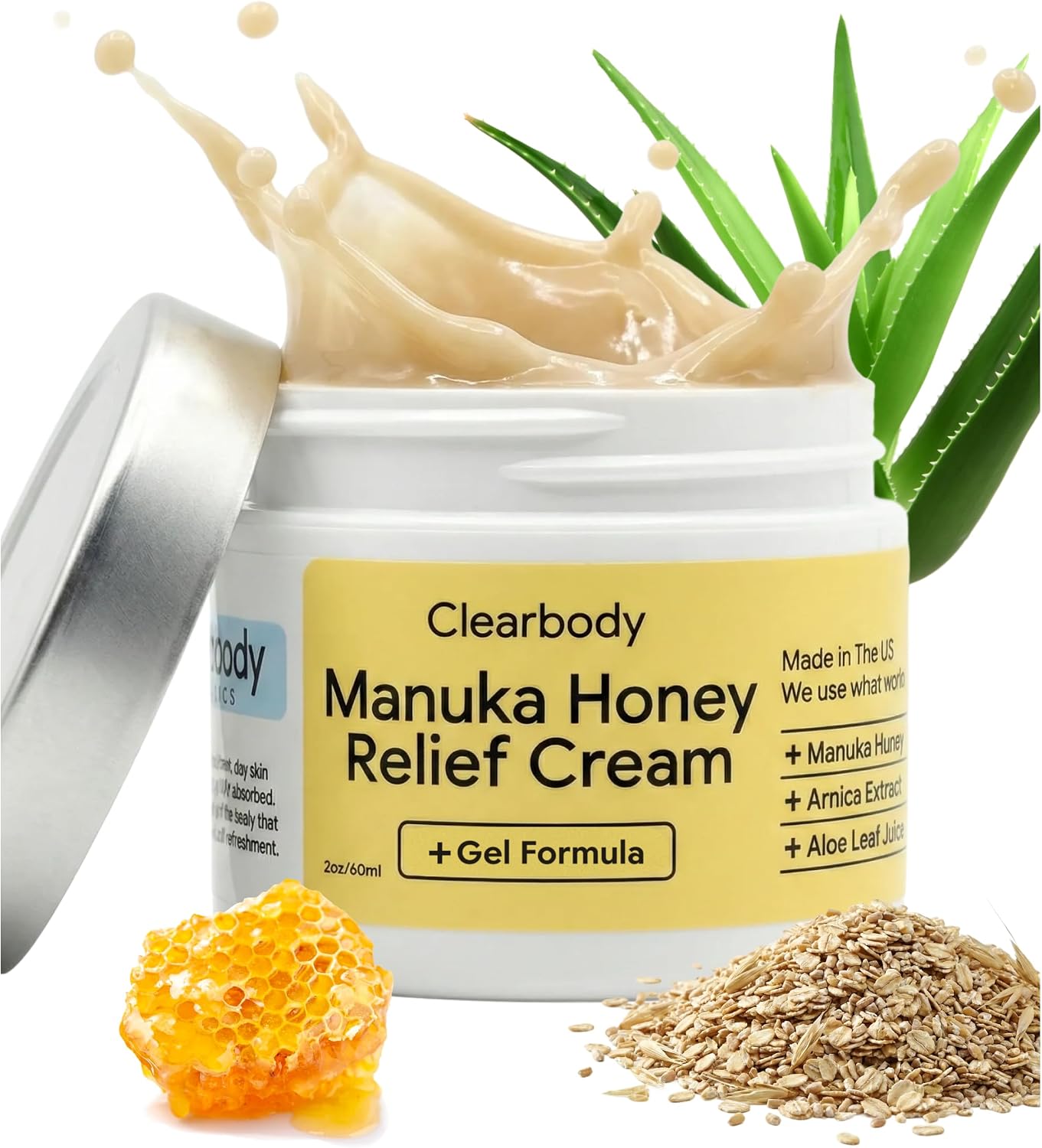 Clearbody Organics 2oz Manuka Honey Gel Eczema Cream with Colloidal Oatmeal