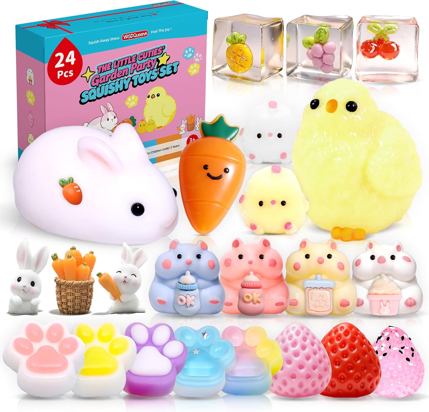 24Pack Taba Squishy Toys kit - Easter Taba Squishy Fidget Toys Party Favors for Kids 4-8 8-12-Kawaii Squishies Squeeze Toys Fidgets for Kids Classroom-Easter Basket Stuffers